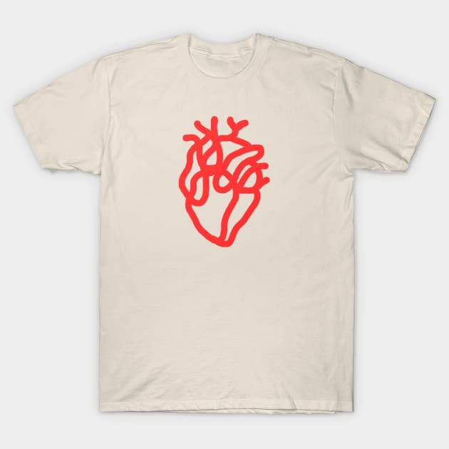 Red heart line art T-Shirt by JulyPrints